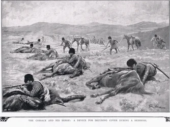 A kozák és lova az orosz-japán háború alatt